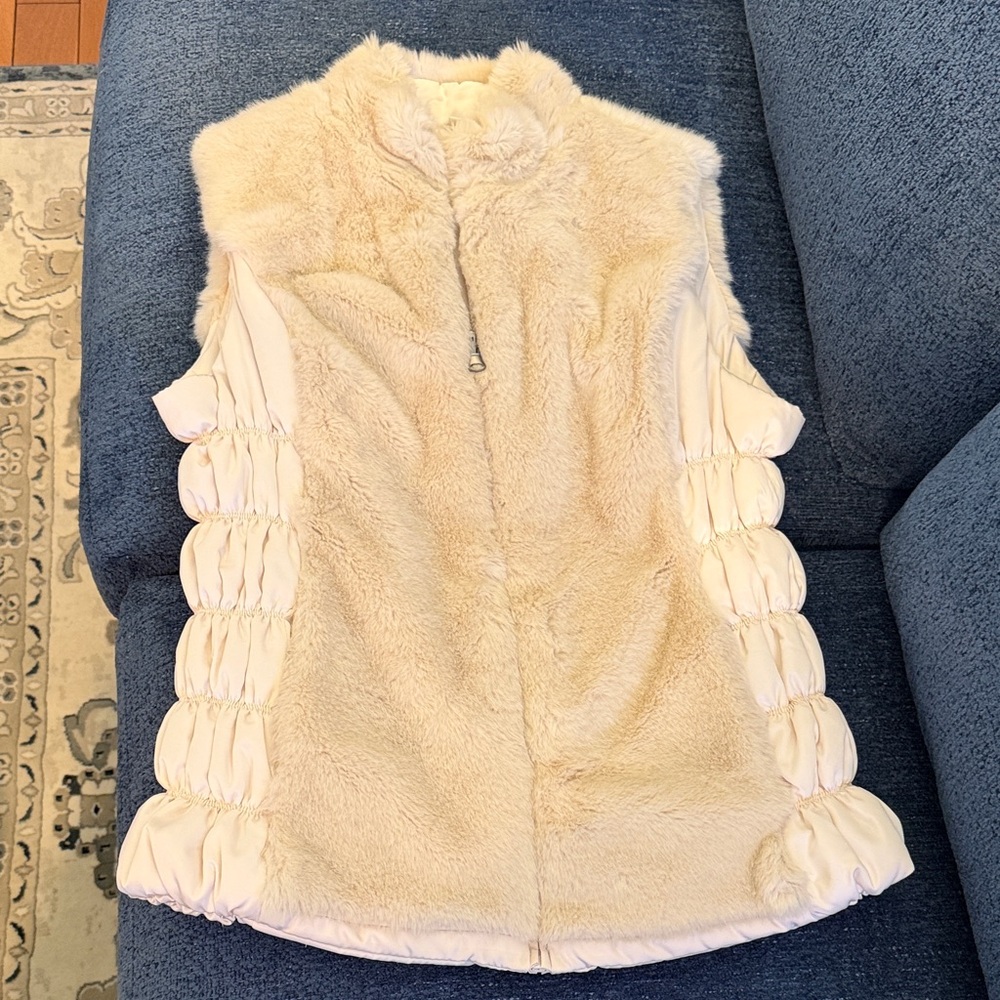 Women's Cream Faux Fur Vest